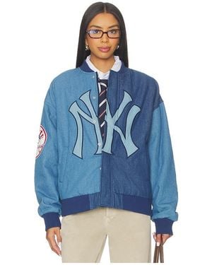 Terez X Revolve Yankees Denim Logo Bomber - Blue