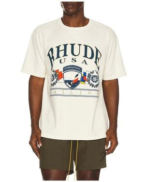 Rhude Shirt Usa Sailing Icon - Natur