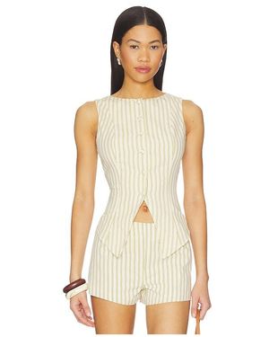 ALL THE WAYS Alerie Button Front Top - White