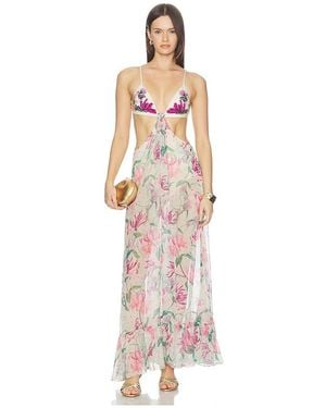 PATBO Honey Flower Embroidered Beach Dress - White