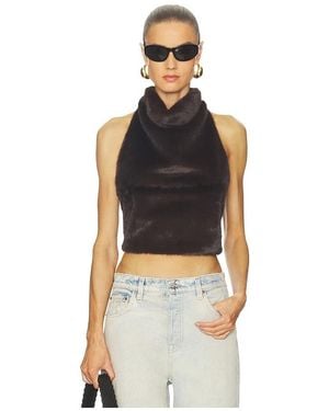 Line & Dot Cassidy Faux Fur Top - Blue