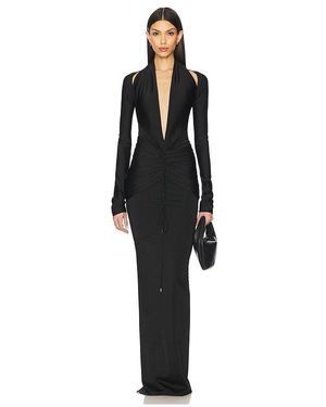 LAQUAN SMITH Deep Plunge Gown - Black