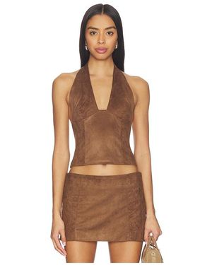 Runaway the Label Kitty V-neck Halter Top - Brown