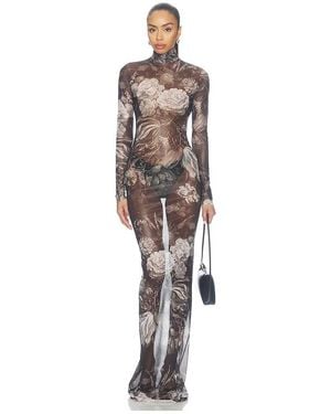 Roberto Cavalli Flammingo Maxi Dress - Blue