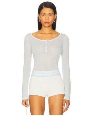 Jaded London Button Down Henley Top - White