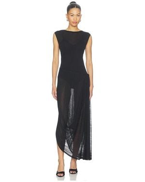 Balmain Flechage Viscose Draped Maxi Dress - Black
