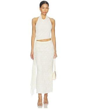 bubish Hailey Cowl Neck Halter Top W/ Drape - White