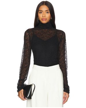 Jonathan Simkhai Sheer Lace Turtleneck Bodysuit - Black