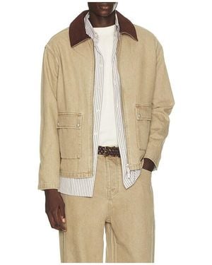 Drole de Monsieur Washed Zipped Denim Jacket - Natural