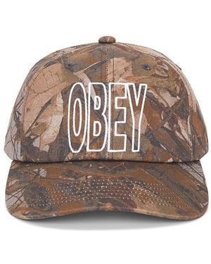 Obey Outline Pigment 6 Panel Velcro Back Hat - Natural