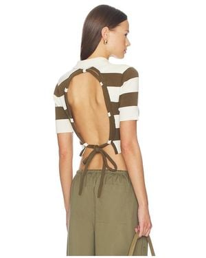 Monse Rope-Laced Half Placket Knit Top - Natural