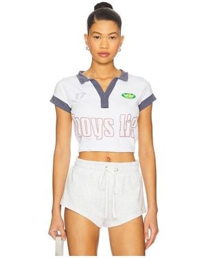 Boys Lie Tennis Courts Rugby Cropped Polo - White