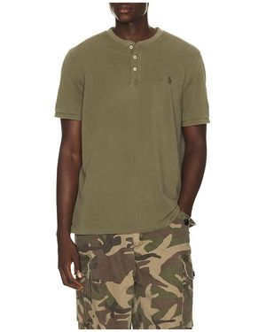 Polo Ralph Lauren Short Sleeve Garment Dyed Featherweight Mesh Henley T-Shirt - Green