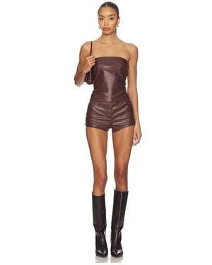 superdown Kayla Faux Leather Short Set - Brown