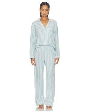 Eberjey Nautico Long Pajama Set - Blue