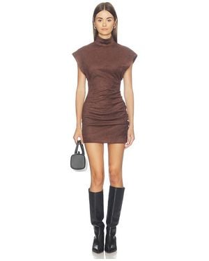 ALL THE WAYS X Hannah Lizzy Hanna Faux Suede Mini Dress - Brown