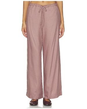 DONNI. The Tencel Plaid Tie Pant - Pink