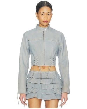 Lamarque Chaqueta Silvina Suede Biker En Color Roca Talla (También En S, Xs, Xl) - Blanco