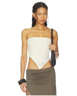 Enza Costa Puckered Lace Scarf Top - White