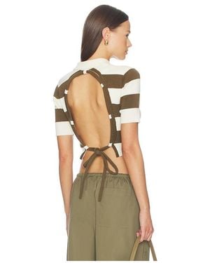 Monse Rope-Laced Half Placket Knit Top En Color Ivory, Talla (También En Xs, M) - Neutro