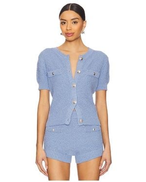 Central Park West Cardigan Seed Stitch Short Sleeve - Blau