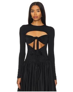Siedres Langärmeliges Jerseyshirt Lenna Tena Tie Front - Schwarz