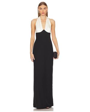Lovers + Friends Crepe Satin Halter Gown - Black