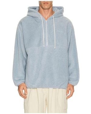 KAPPY DESIGN Fleece Half Zip Hoodie F - Blue