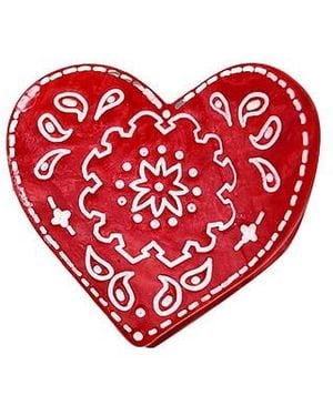 Solar Eclipse Hand-Painted Mini Paisley Heart Claw Hair Clip - Red