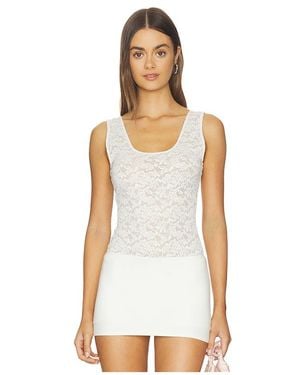 GOOD AMERICAN Stretch Lace Scoop Tank Bodysuit En. Taille Also En M, Xl - Blanc