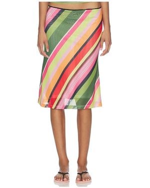 With Harper Lu Mesh Midi Skirt - Red