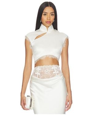 SAU LEE Lila Satin Top - White