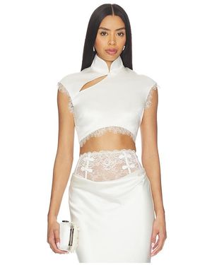 SAU LEE Lila Satin Top - White