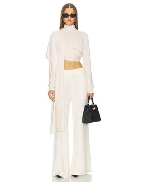 SRG Jetta Cashmere Draped Scarf Turtleneck - White