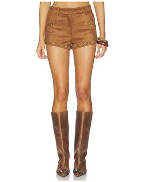 MORE TO COME Leanan Studded Faux Suede Short - White