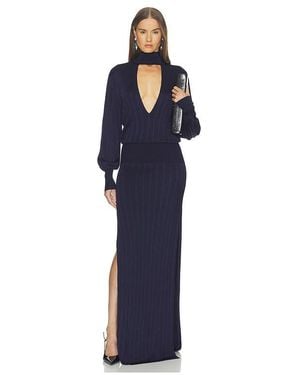 Helsa Justyine Mock Neck Knit Gown - Blue