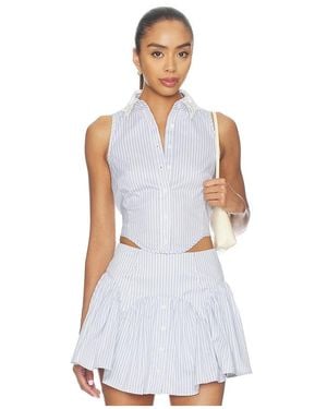 Fleur du Mal Embroidery Lace Collar Bib Top - White