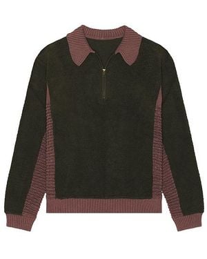 Isa Boulder Relax Zip Up Polo Jumper - Black