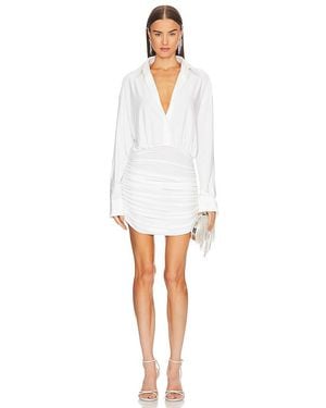Norma Kamali Oversized Shirted Bottom Mini Dress - White