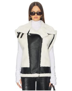 Jocelyn Faux Shearling & Leather Moto Vest - Black