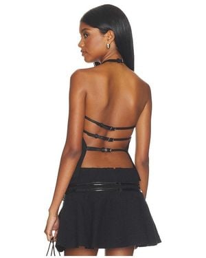 Mimchik Triple Belt Halter Top En Color Negro Talla (También En 2, 4, 6) - Azul