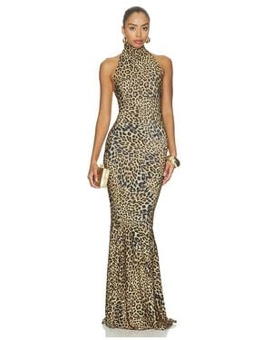 Norma Kamali Halter Turtle Fishtail Gown - Natural