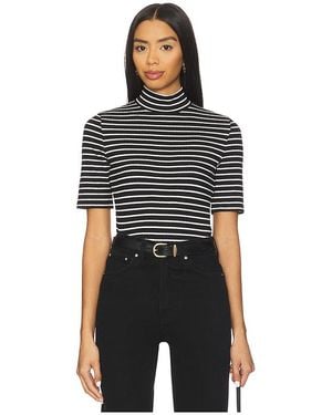 Rag & Bone The Knit Stripe Rib Turtleneck Tee - Black