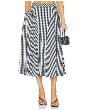 MILLY Robin Gingham Midi Skirt - Black