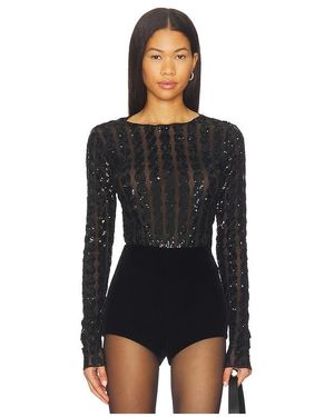 Polo Ralph Lauren Cable Sequin Mesh Bodysuit - Black