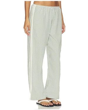DONNI. The Cotton Gingham Stripe Crop Pant - White