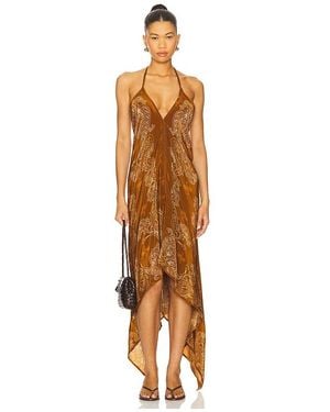 Rococo Sand High Low Handkerchief Dress - Brown