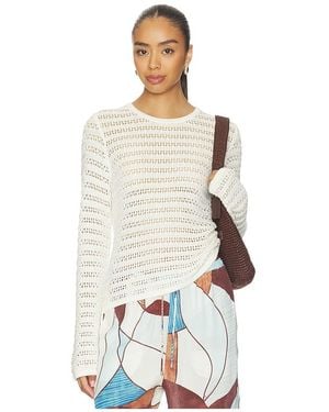 LNA Gwen Open Knit Top - White