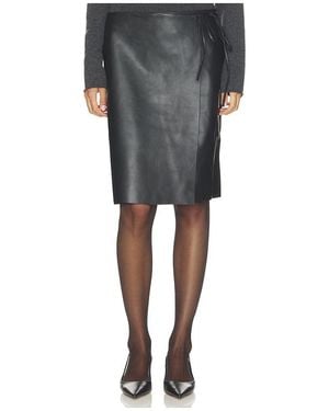 St. Agni Leather Everyday Wrap Skirt - Black