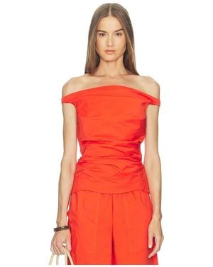Jonathan Simkhai Maisel Cotton Draped Top - Red